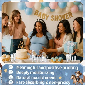 Dimsile baby shower table display showing themed favors enhancing party decor
