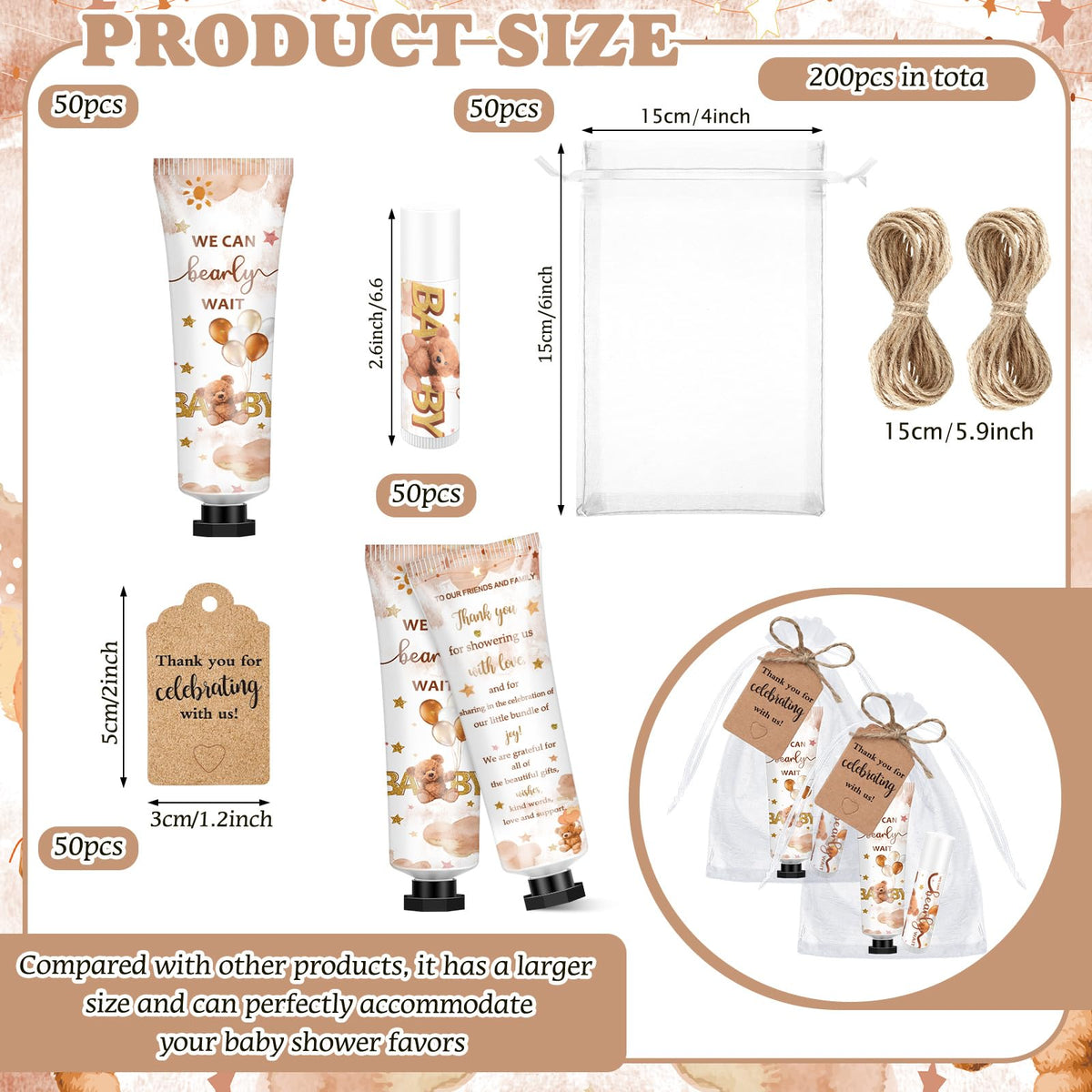 Dimsile organza bag with lotion and balm showing neat, gift-ready presentation