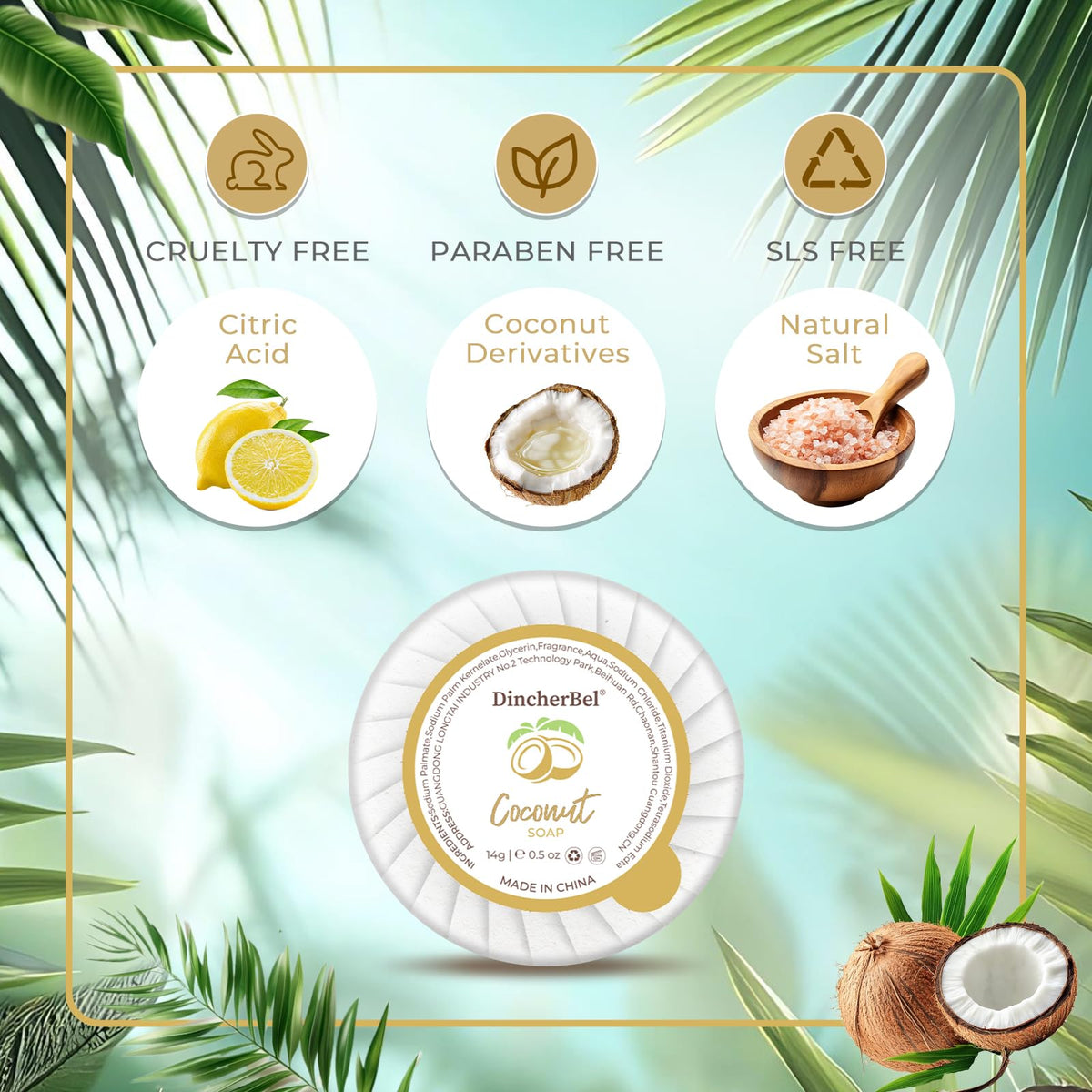 DincherBel single unwrapped round soap, soft lather benefit