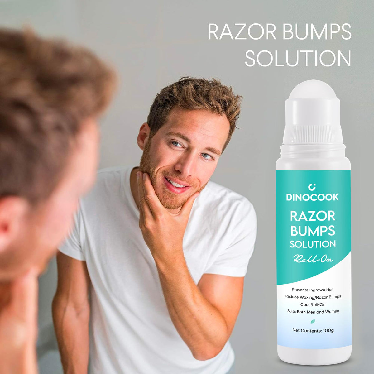 Dinocook used on face and neck in routine for soothed skin