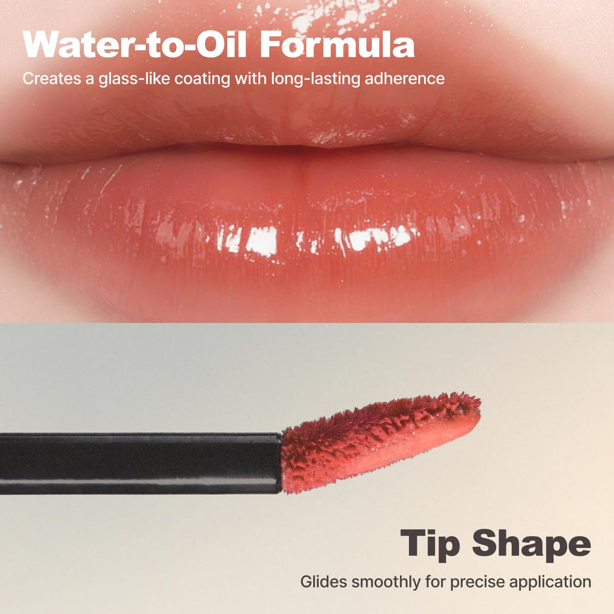 DINTO close-up lip swatch demonstrating mauve-beige stain and natural look
