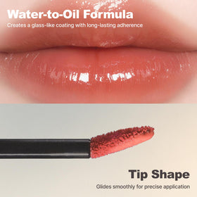 DINTO close-up lip swatch demonstrating mauve-beige stain and natural look