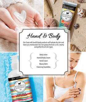 Dionis application on hands illustrating quick absorption and non-greasy hydration benefit