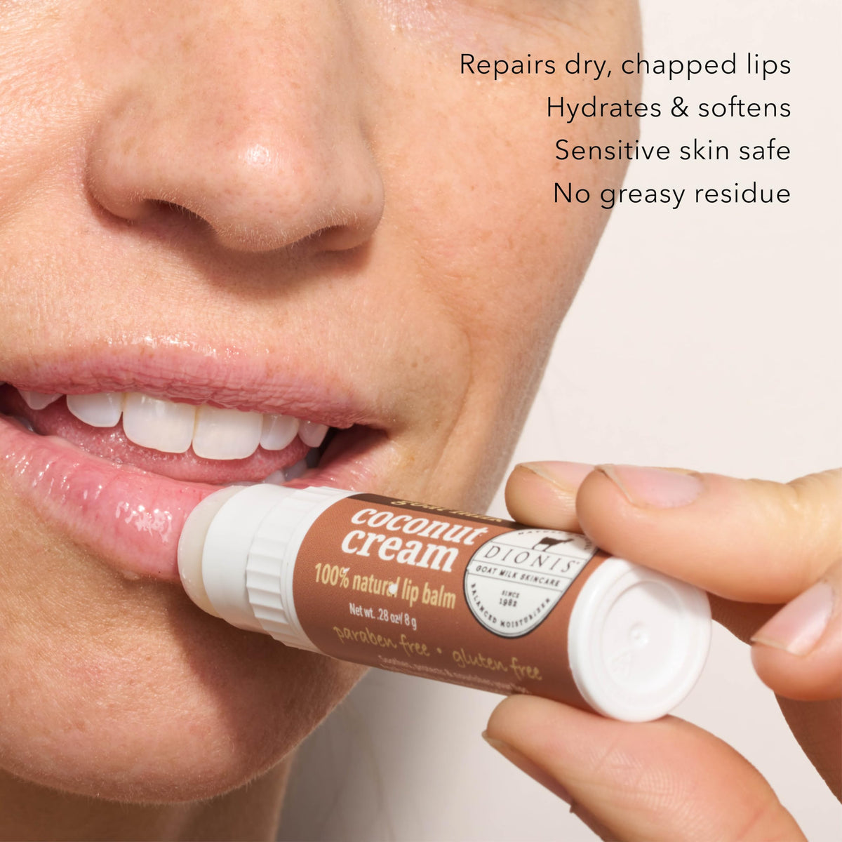 dionis open coconut cream tube revealing balm surface for easy application