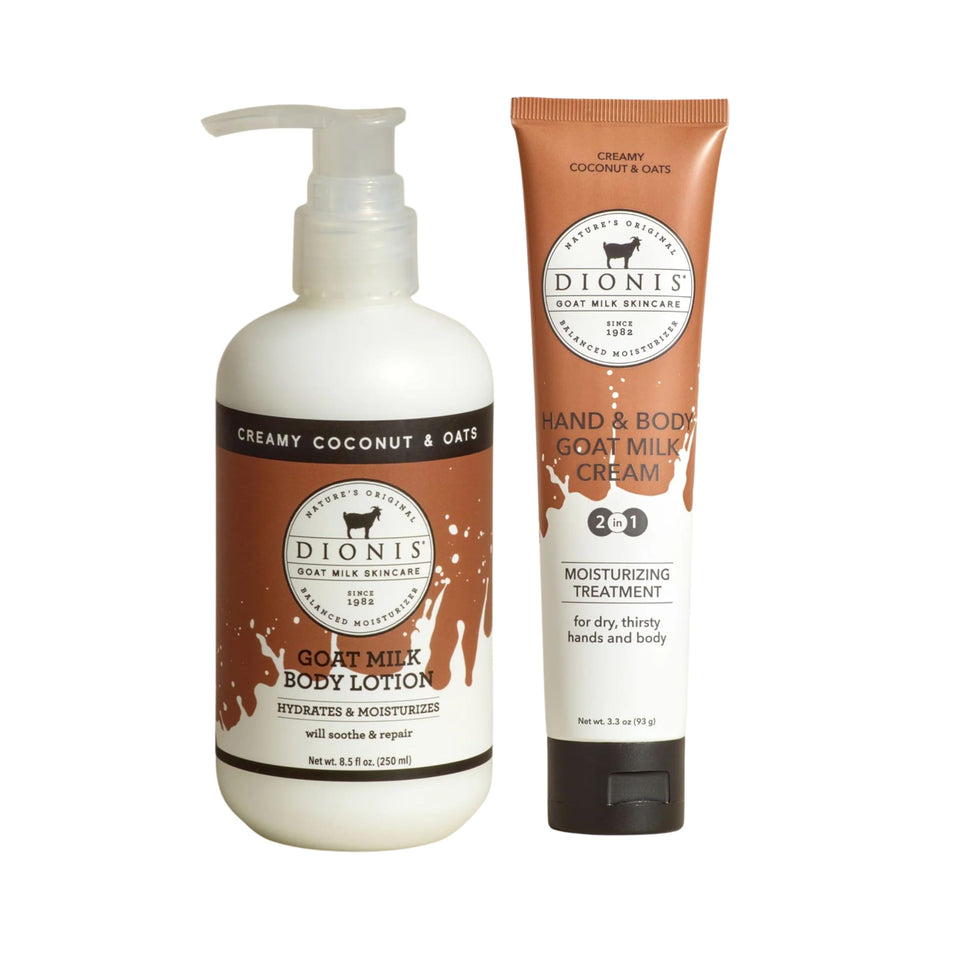 Dionis front packaging showing bottle and travel cream with product benefit hydrating
