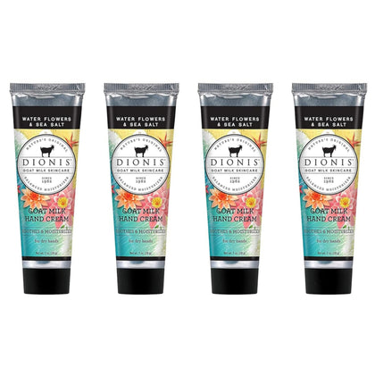 dionis front pack showing four hand cream tubes for easy gifting and travel