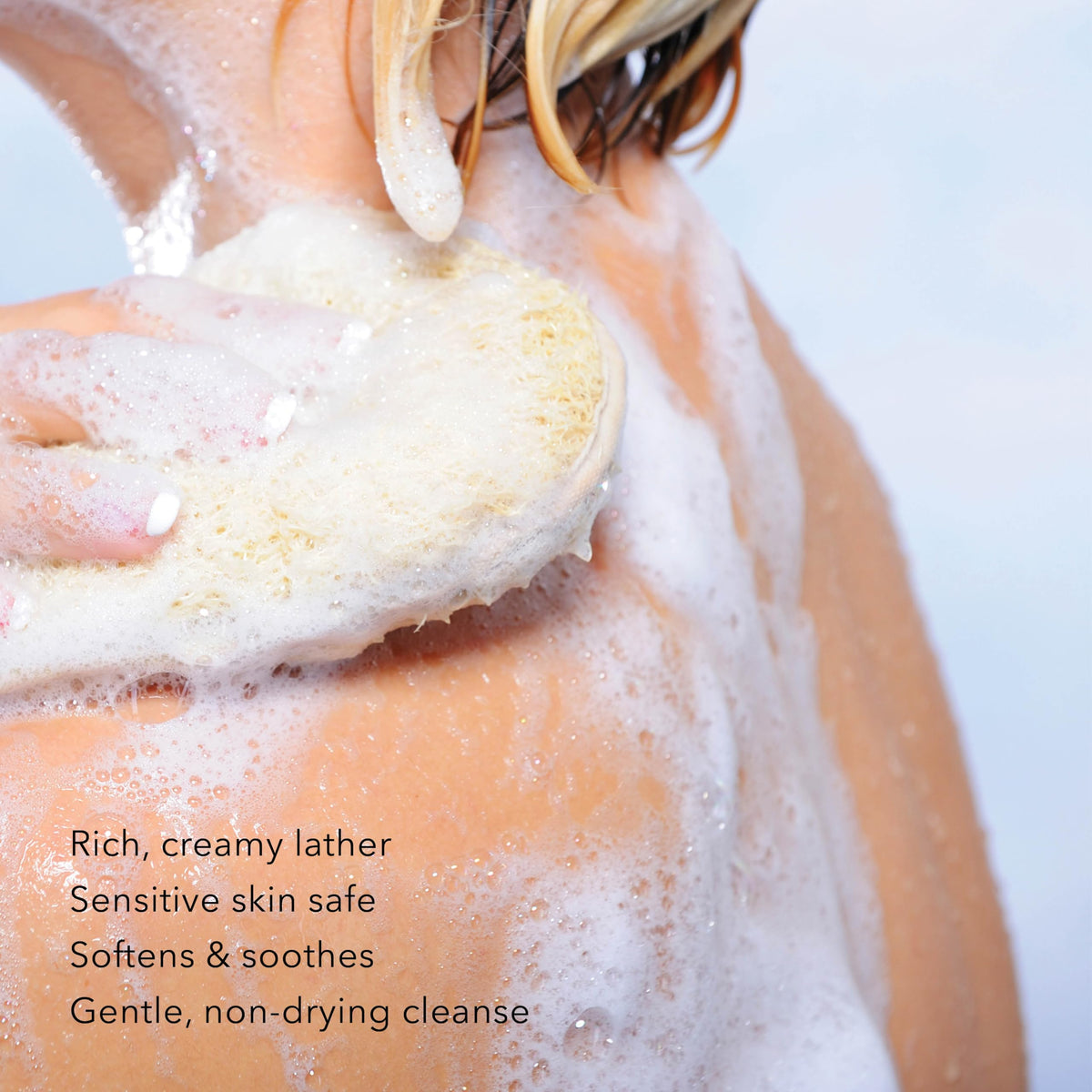 Dionis creamy texture on palm showing rich lather and moisturizing benefit