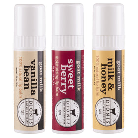 Dionis front packaging view showing jumbo lip balm and brand clarity