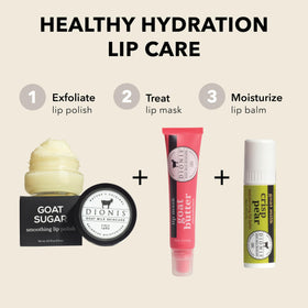 lifestyle image of Dionis balm in outdoor setting protecting lips from wind and cold
