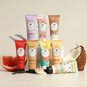 Dionis hand cream tube open with lotion visible for easy on-the-go application