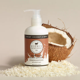 Dionis ingredients display with oats and coconut showing natural-source benefit