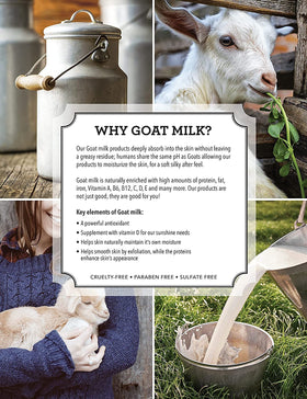 Dionis label ingredients close-up highlighting goat milk and shea butter for nourishment