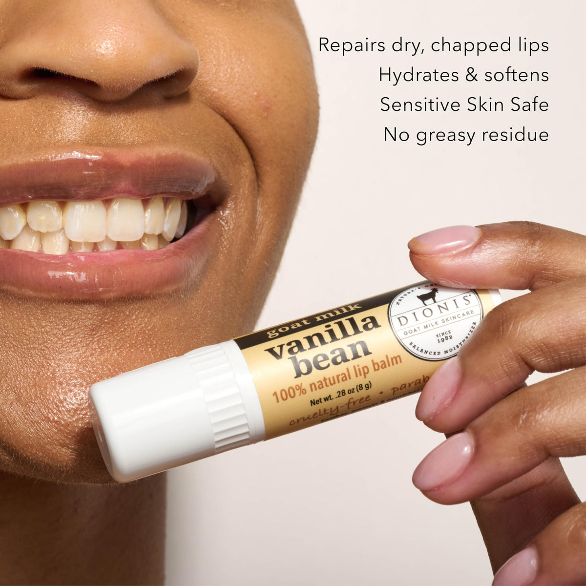 Dionis close-up texture showing smooth moisturizing sheen