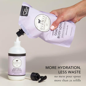 Dionis pump bottle being refilled to show reusable packaging advantage