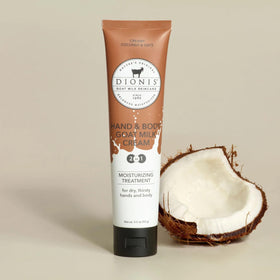 Dionis travel cream tube with cap off showing portability and quick application benefit