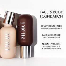 Dior Backstage label and bottle next to hand for scale showing shade 2N and usage clarity