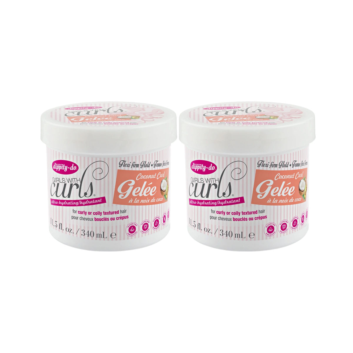 Dippity-Do front packaging duo showing product pair and coconut scent benefit