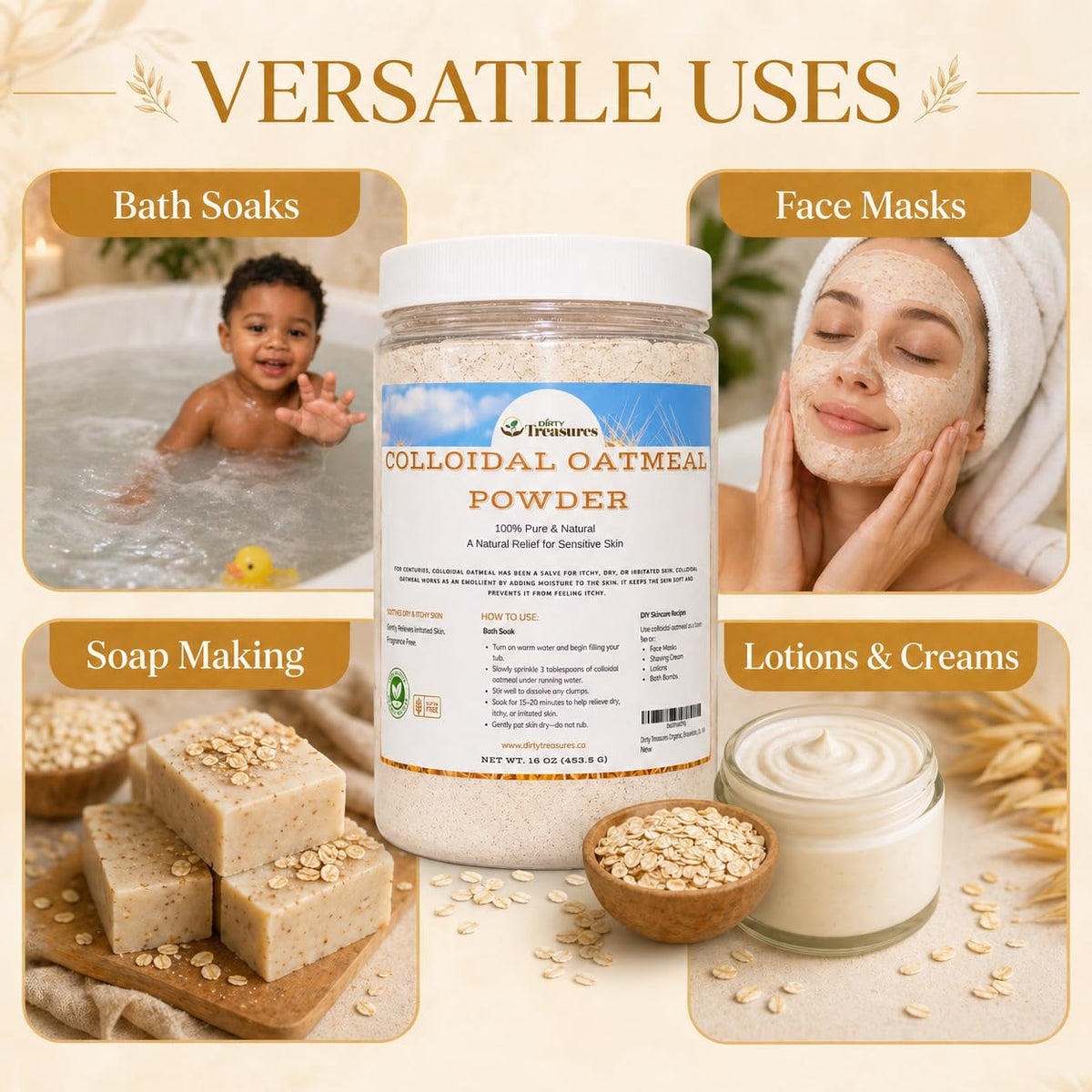 Dirty Treasures baby bath setting showing safe, gentle soak for infants