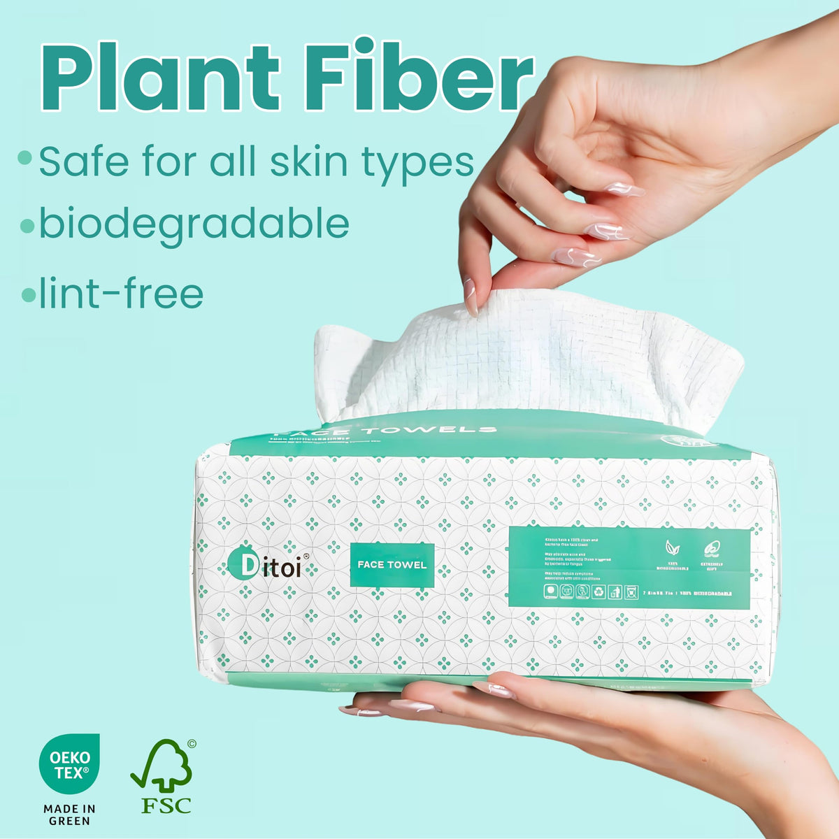 Ditoi towel next to ruler showing 7.8 x 8.7 inch size for face coverage