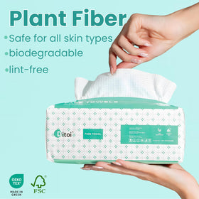 Ditoi towel next to ruler showing 7.8 x 8.7 inch size for face coverage