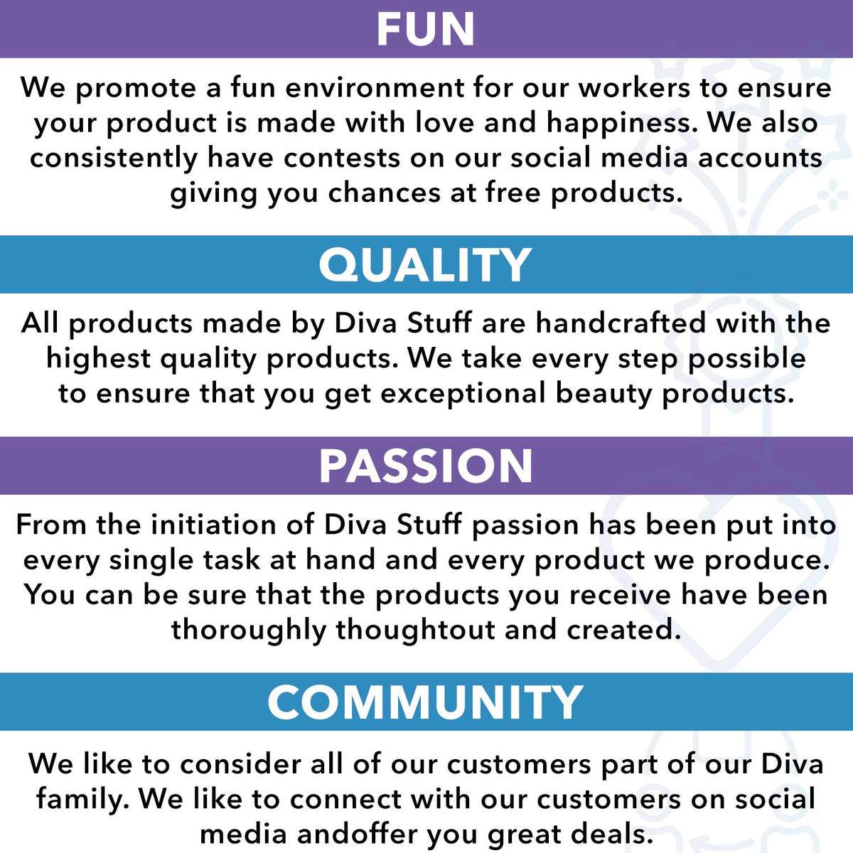 Diva Stuff ingredient gallery with hemp seed oil and butters highlighting quality