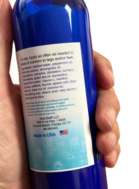 Diva Stuff applied to calf during massage to relieve tightness and increase comfort