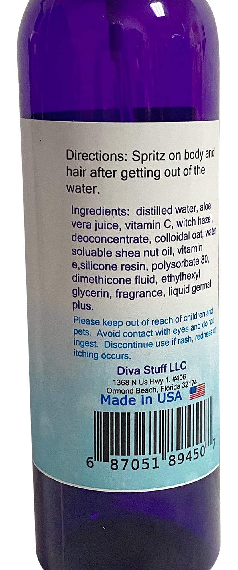 Diva Stuff mist being applied poolside to hair and shoulders, reducing chlorine odor