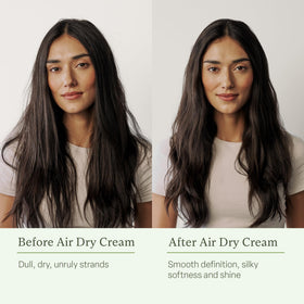 Divi before and after image shows reduced frizz and enhanced definition