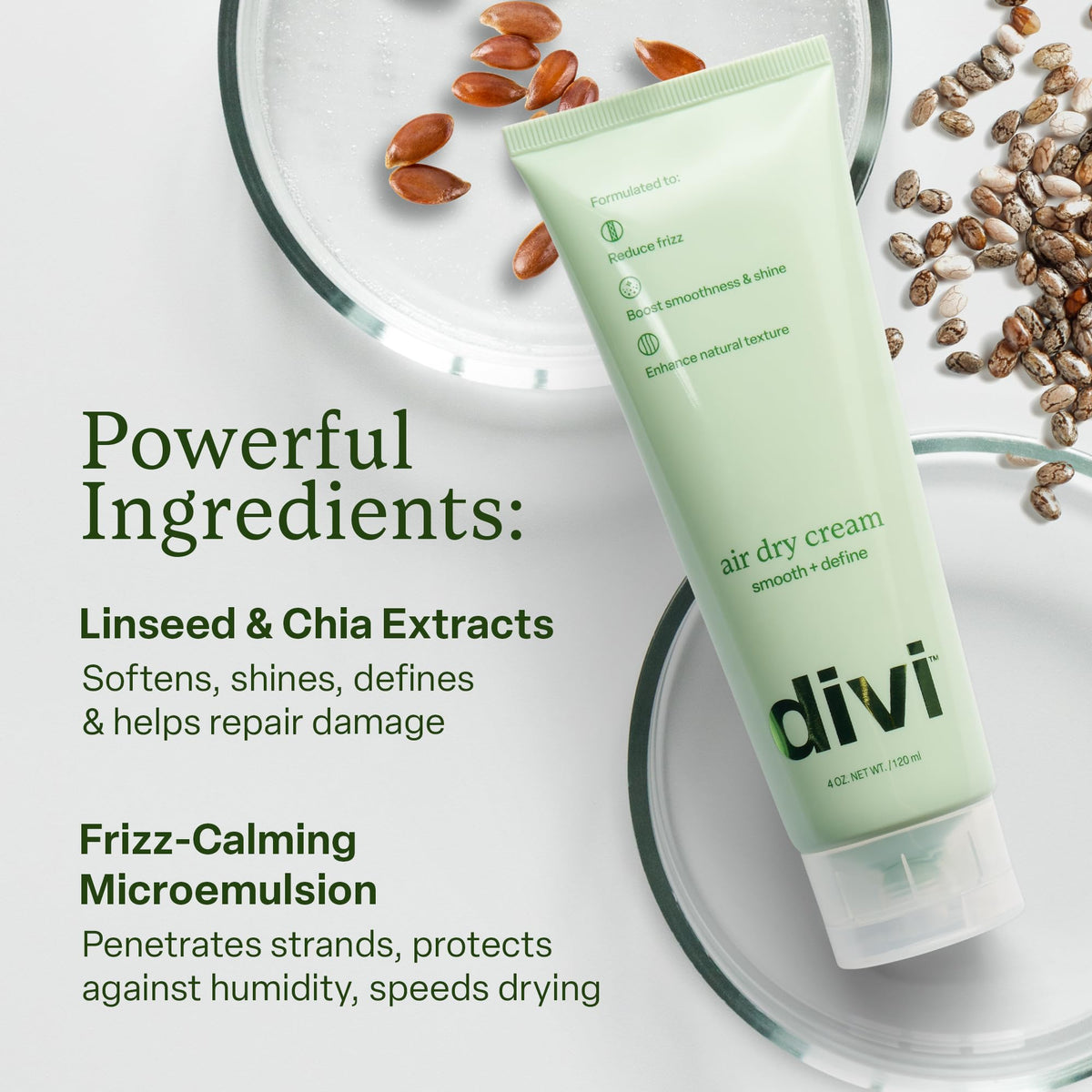 Divi applying cream to damp hair demonstrates easier air-dry styling