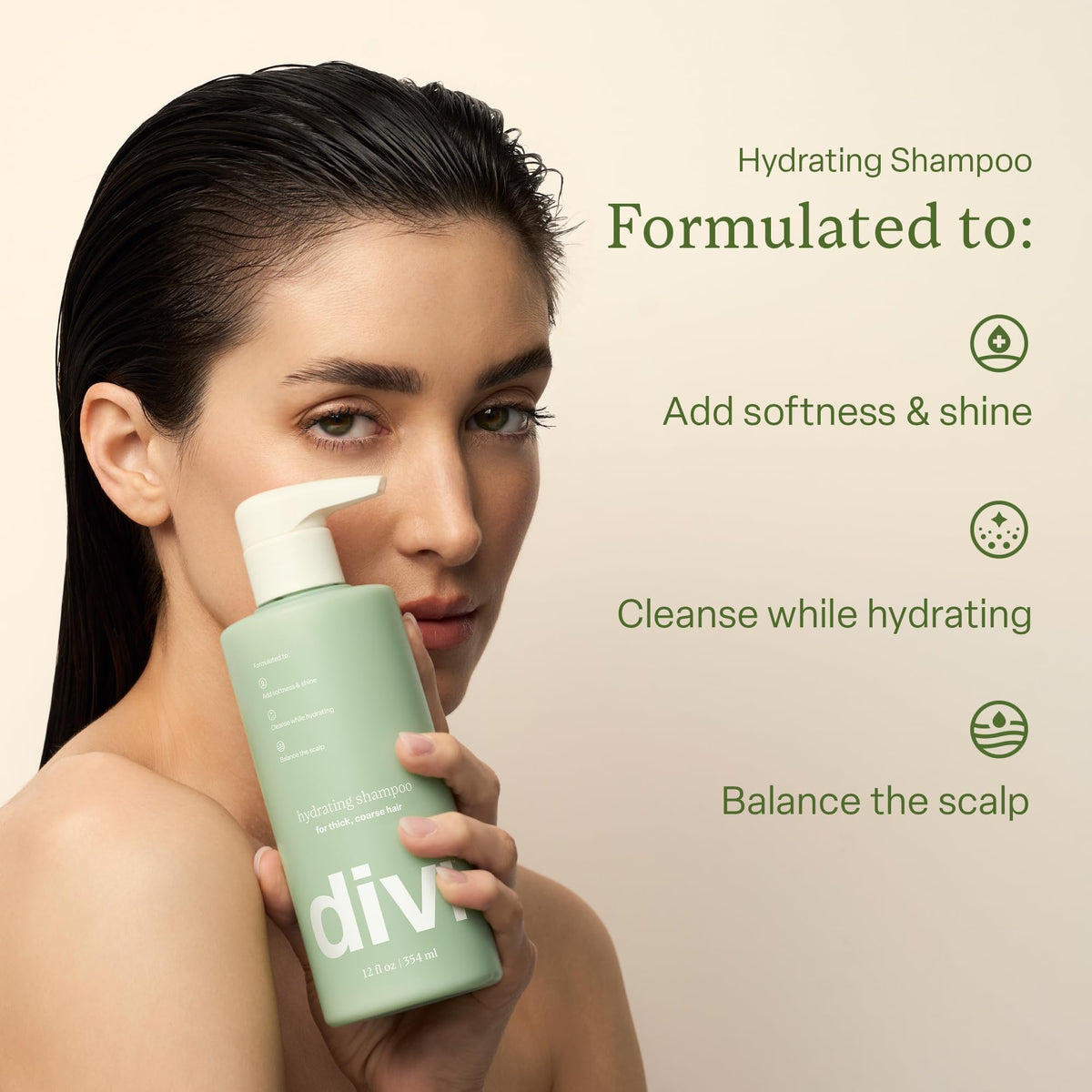 Divi bottle label closeup highlighting ingredients and vegan cruelty-free benefit