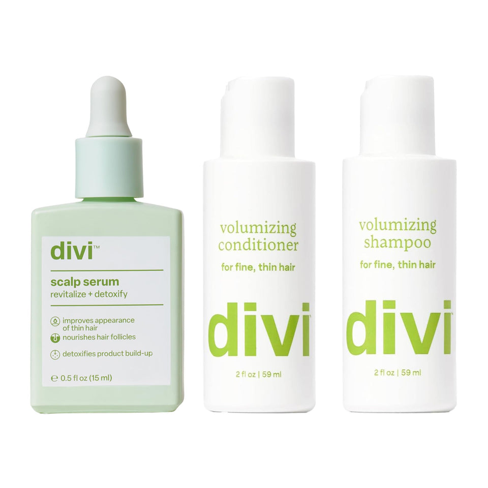 divi front packaging mini kit showing three-piece set and clear benefit