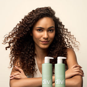 Divi hair before and after use showing improved manageability and strength benefit