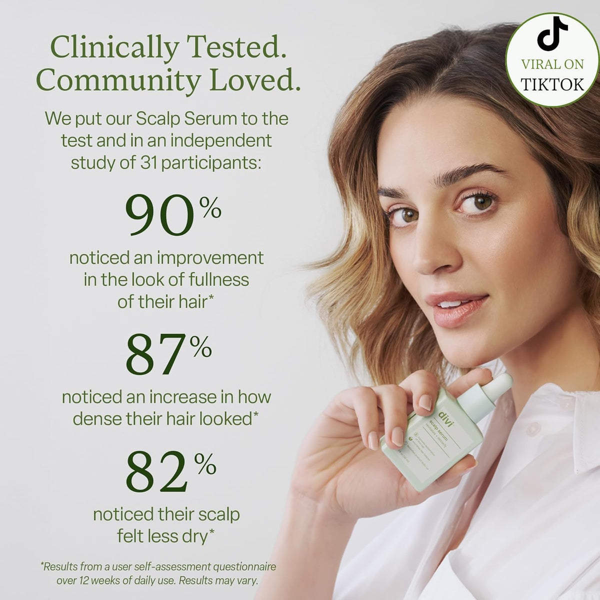 Divi products in shower being used for daily volumizing routine benefit