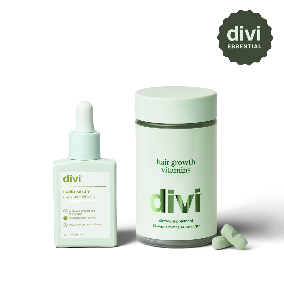 divi packaging flatlay showing both products and complete routine benefit