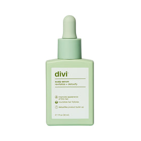 divi scalp serum front packaging showing bottle and label benefits