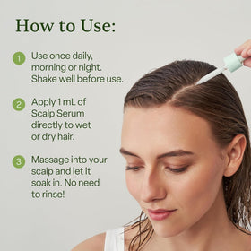 Divi serum drop from applicator showing targeted scalp application benefit