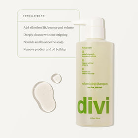 divi shampoo foam texture showing gentle cleanse benefit