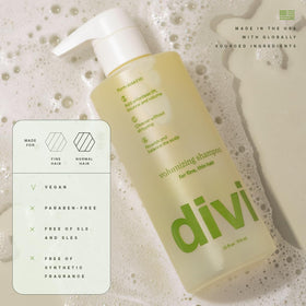 Divi shampoo foam texture illustrating lightweight lather and lift