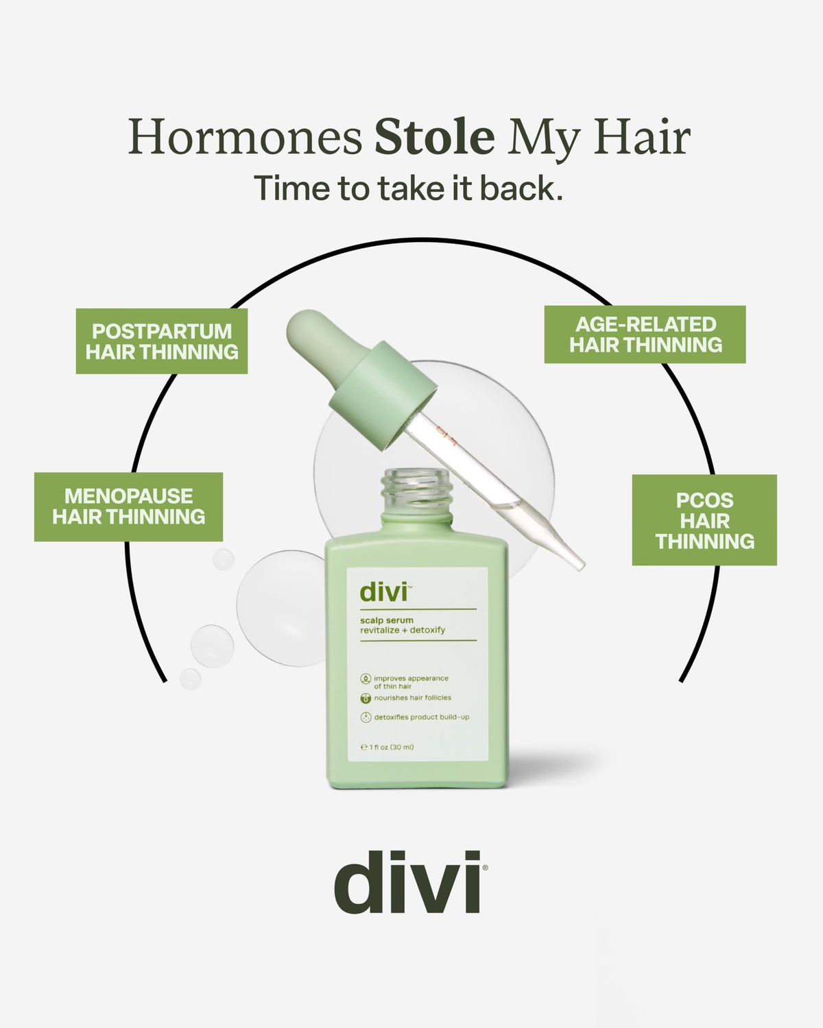 divi texture serum drop close-up showing lightweight absorption and scalp care