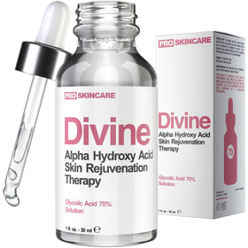 Divine Derriere bottle front view showing professional-strength peel and clear formulation benefit