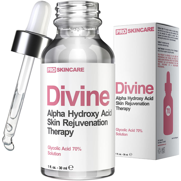 Divine Derriere bottle front view showing professional-strength peel and clear formulation benefit