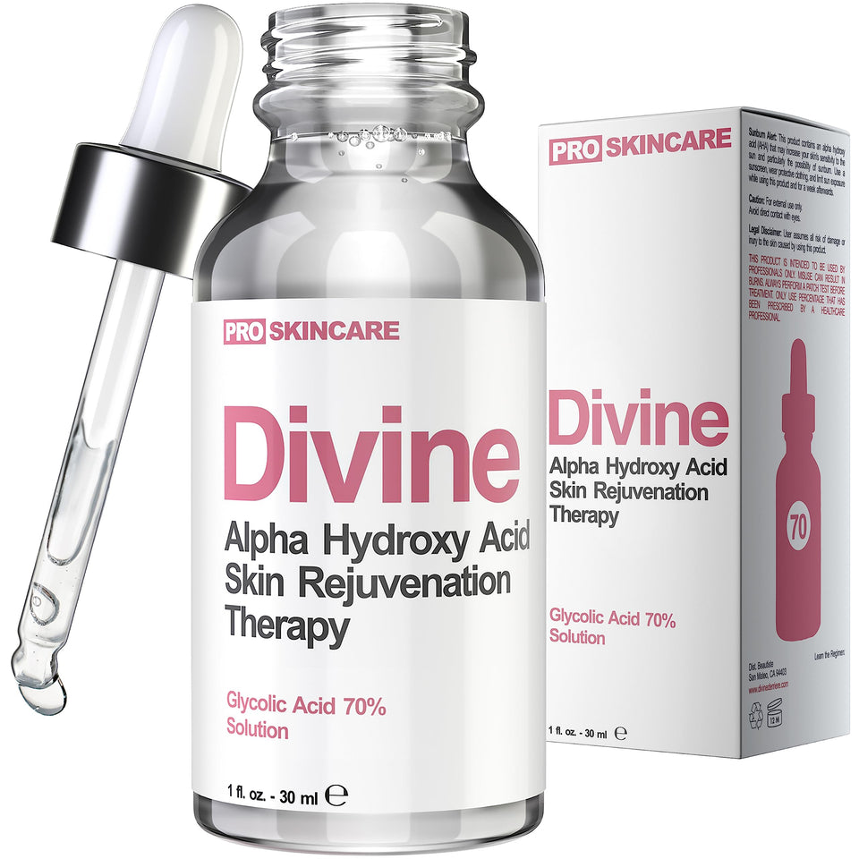 Divine Derriere bottle front view showing professional-strength peel and clear formulation benefit