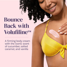 Divine Derriere ingredients label highlighting Volufiline and paraben-free formula transparency