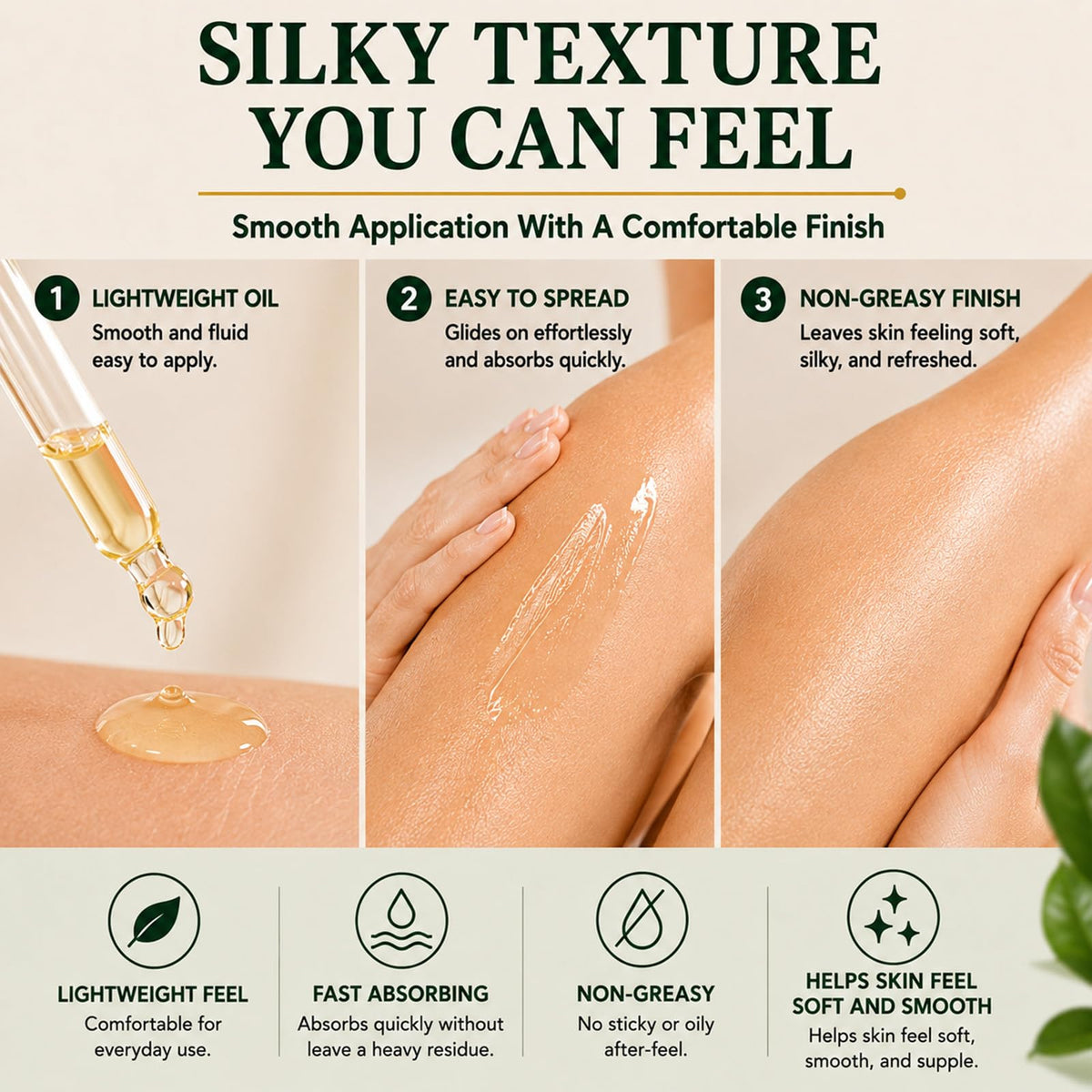 Divinvera applied to neck to show smooth, non-greasy finish