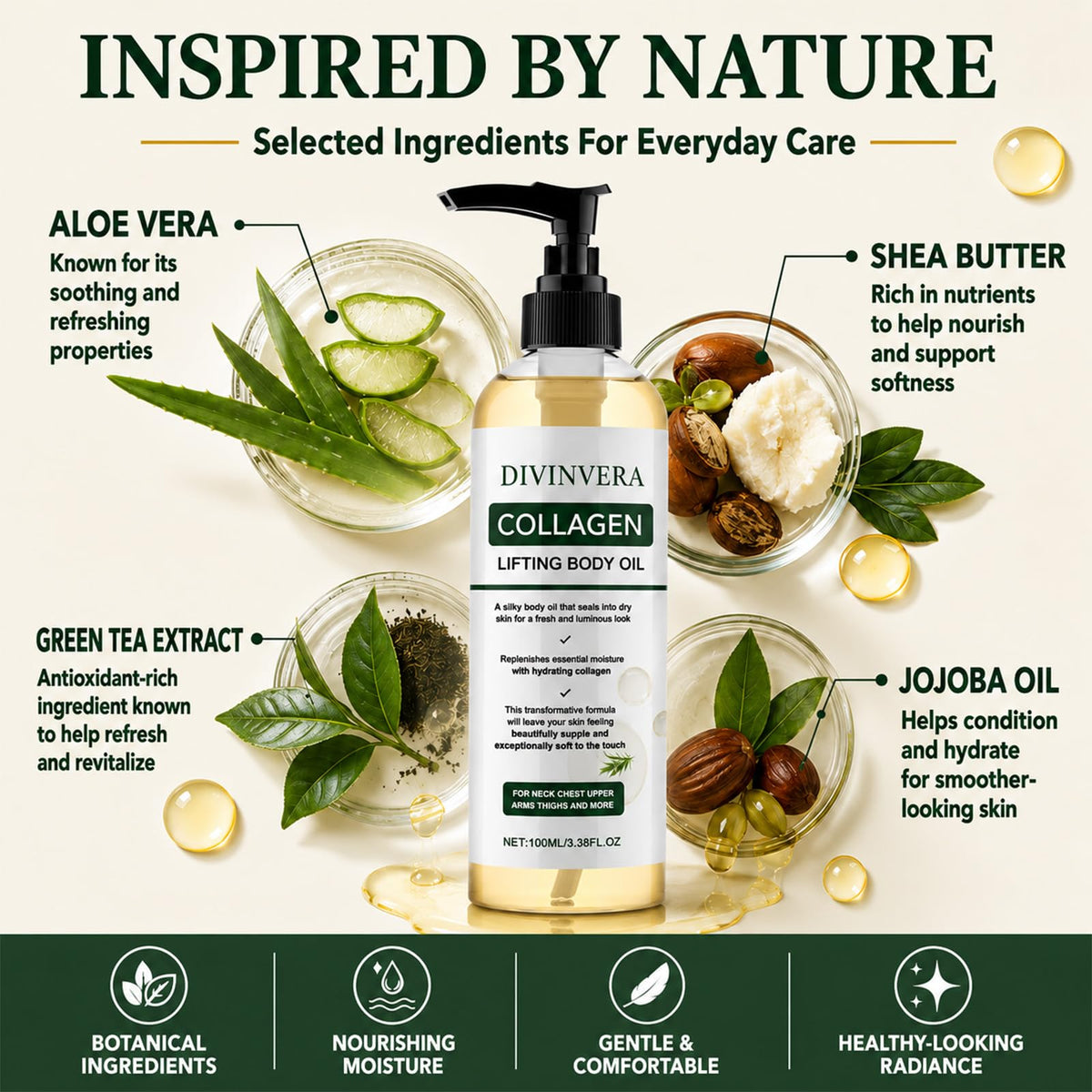 Divinvera applied post-shower on damp skin to lock in moisture