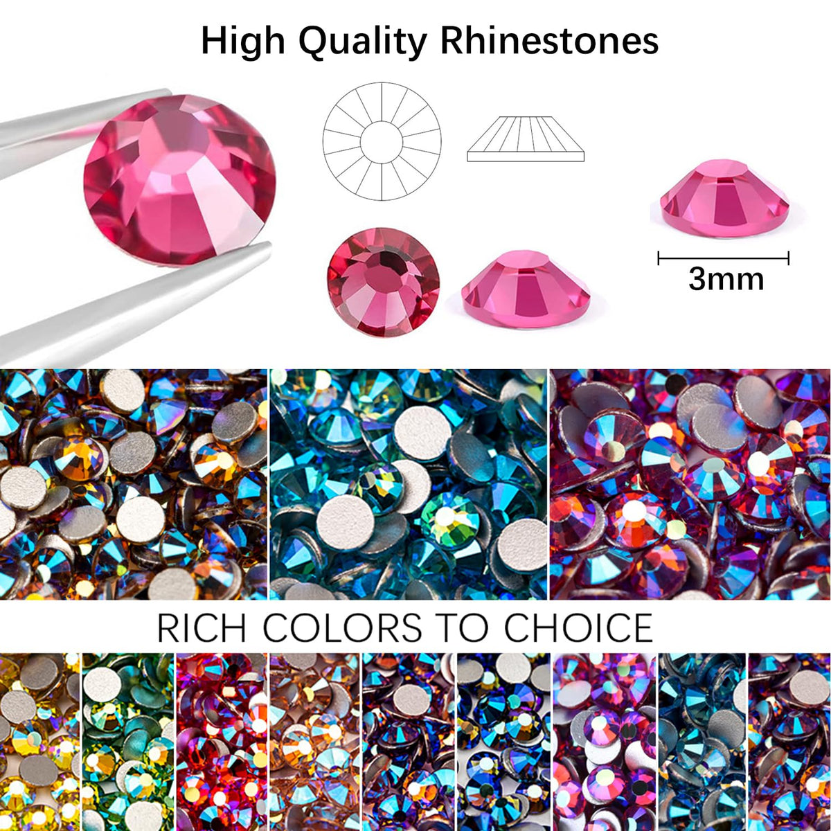 DIYCICO hand holding gems to show scale and ease of placement for detailed crafts