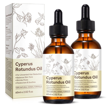 DLOMFVFQ front packaging of Cyperus rotundus oil showing product benefits