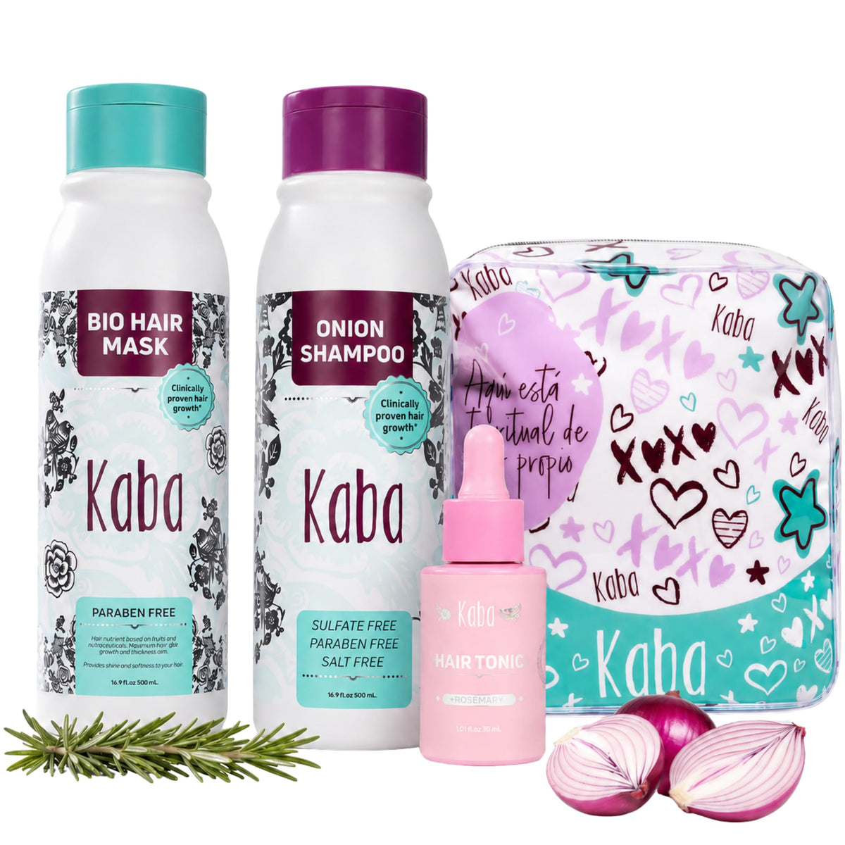 D'Luchi front packaging of complete hair kit showing components and travel bag benefit organized storage
