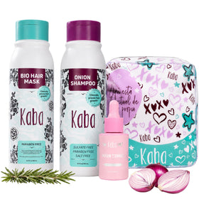 D'Luchi front packaging of complete hair kit showing components and travel bag benefit organized storage
