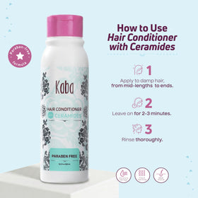 D'Luchi applying conditioner to hair ends, reduces split ends and frizz